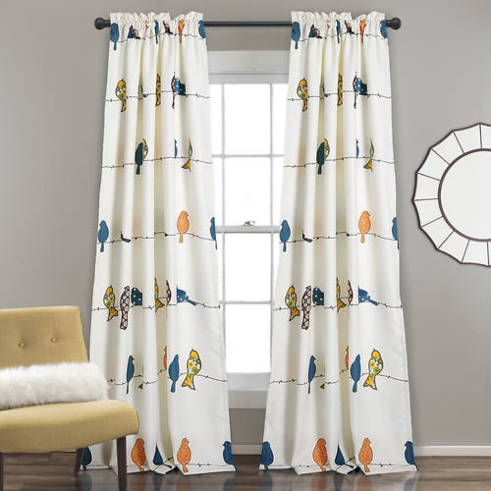 Lush Decor Rowley Birds Room Darkening Curtain Panel Pair.